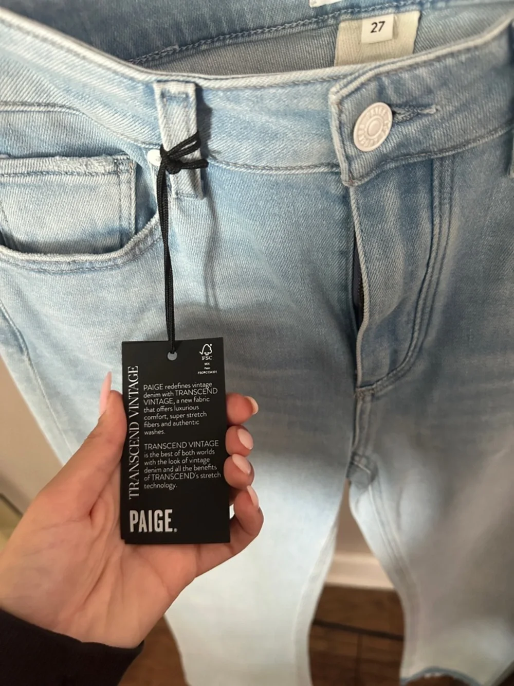 PAIGE Light Blue Cropped Straight Jeans - Picture 3 of 3